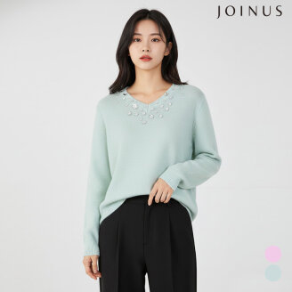 브이넥 큐빅 포인트 니트_JAAW1-CSL240