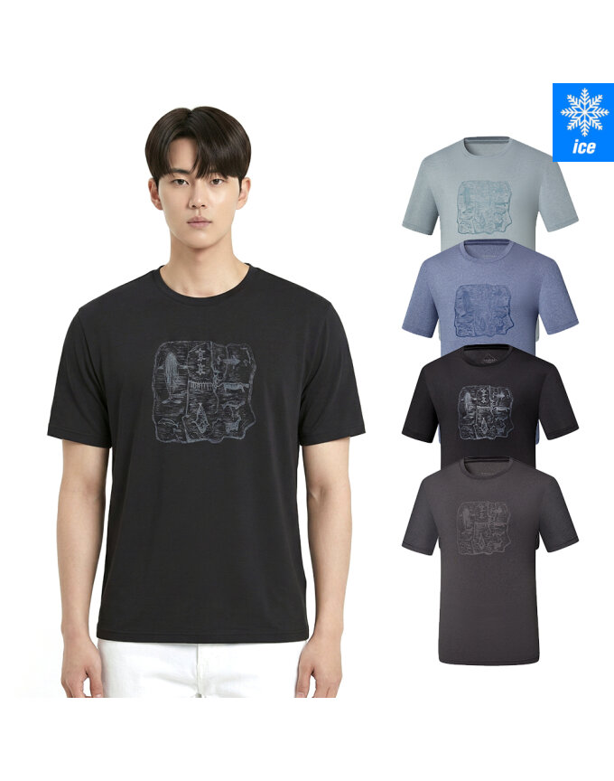 콜핑 남여공용 냉감 프린트 등산 반팔 라운드 티셔츠 KSC056ST3U