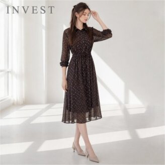 도트 나염 스트링 쉬폰 원피스_INI6F1OP3141