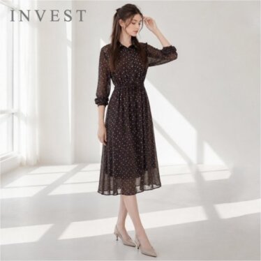 도트 나염 스트링 쉬폰 원피스_INI6F1OP3141