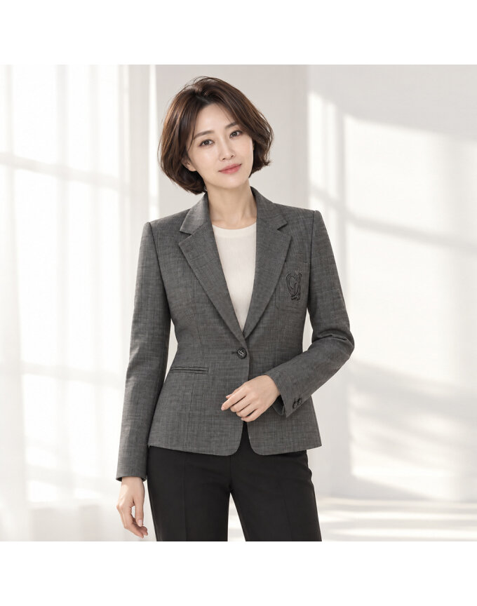 체크 블레이저 여성 원버튼 자켓 CLDFJK103