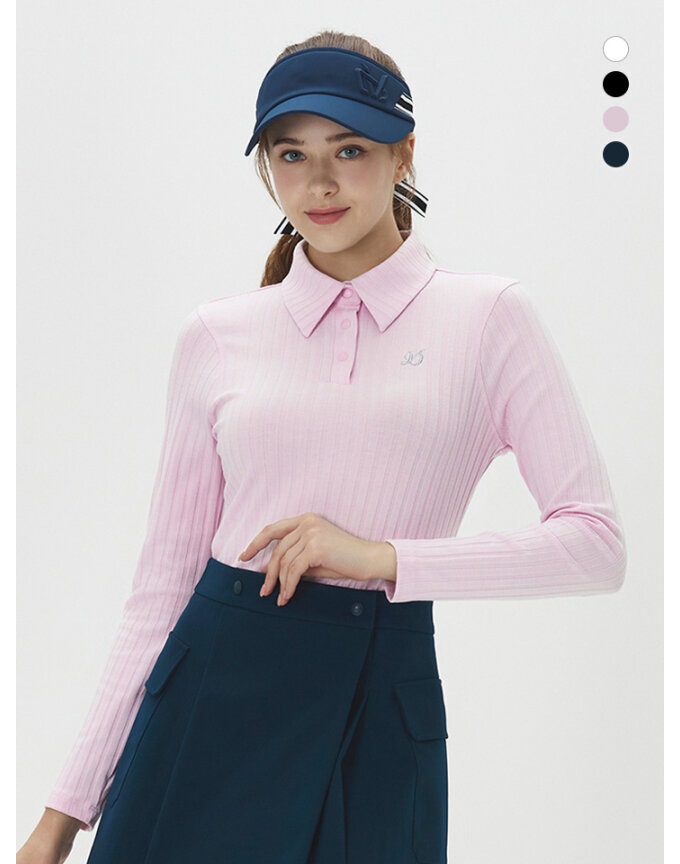 듀빅 여성 와이드카라 골조직 긴팔티셔츠 DE3WTS162