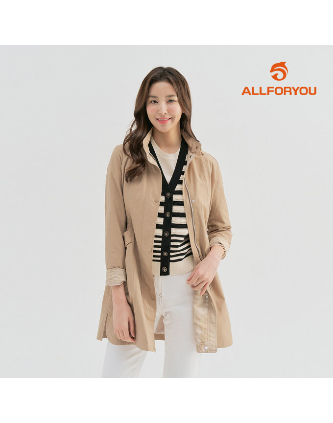 [올포유] [모델착장] 여성 스트라이프 배색 후드 사파리 점퍼 ALFRM1311-509
