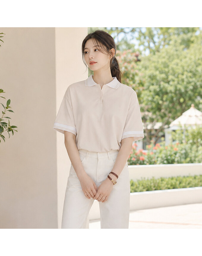 [귈림] 배색 포인트 코튼혼방 카라티셔츠(GAMBL05G)