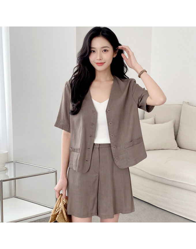 [예쎄] (2종SET) 내추럴 린넨 자켓+숏팬츠 셋업(S6MSE014A)