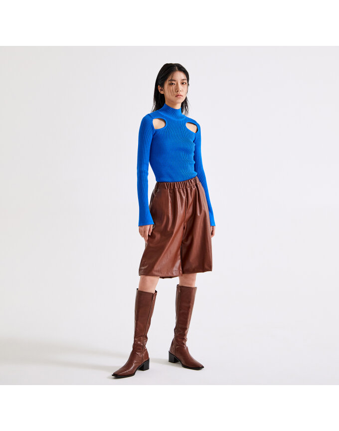 A LINE LEATHER HALF PANTS_T226BT706