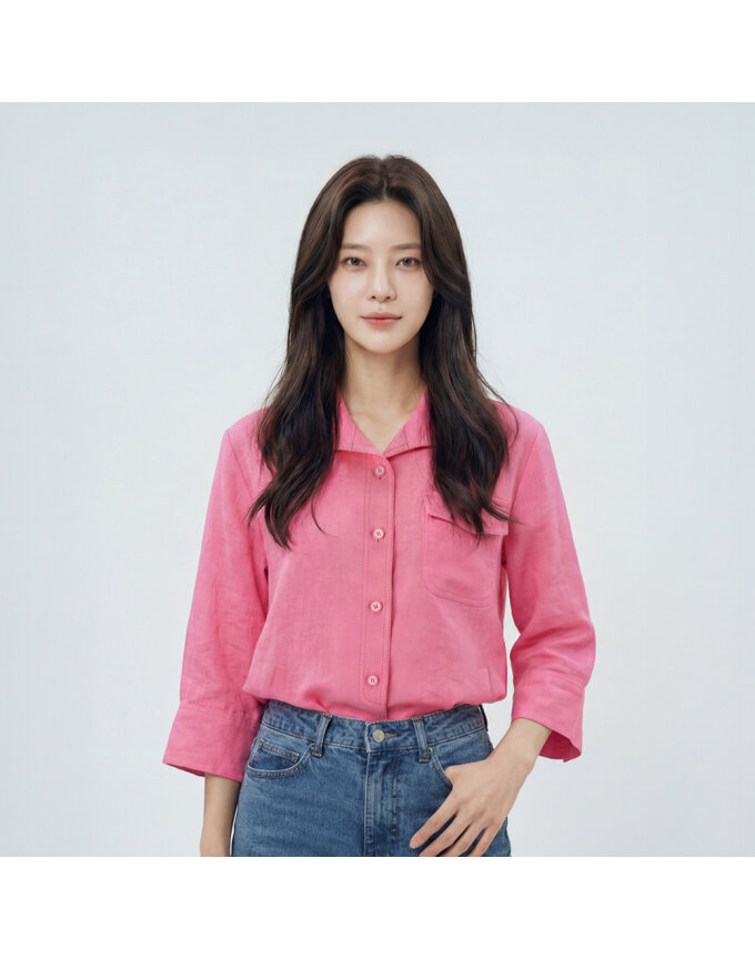 린넨 오픈카라 아우터형 셔츠_1K41505
