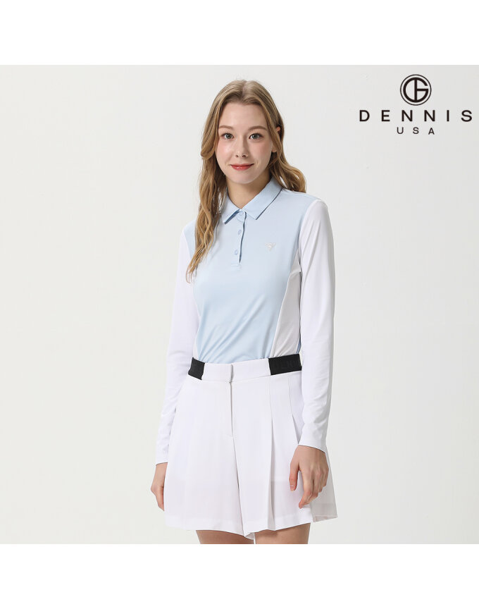 [DENNIS] 여성 투톤 라인배색 냉감소매 긴팔카라티_NAQMLTS072