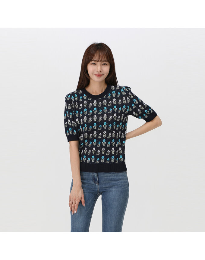 플라워 패던 자카드 니트_1K23301