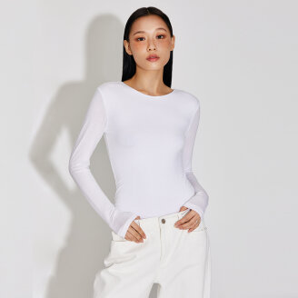 DEEP OPEN BACK LONG SLEEVE TOP_T316TP100