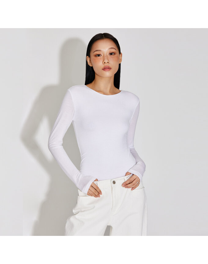 DEEP OPEN BACK LONG SLEEVE TOP_T316TP100