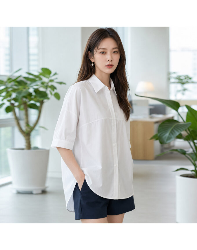 [예쎄] 절개라인 반팔 블라우스(S5MBL048A)