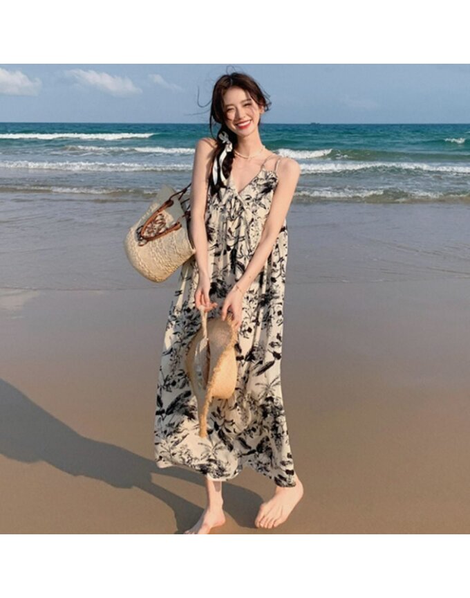 여성 보헤미안 바캉스 브이넥 롱원피스 WON-WDR-WFI1ZKN