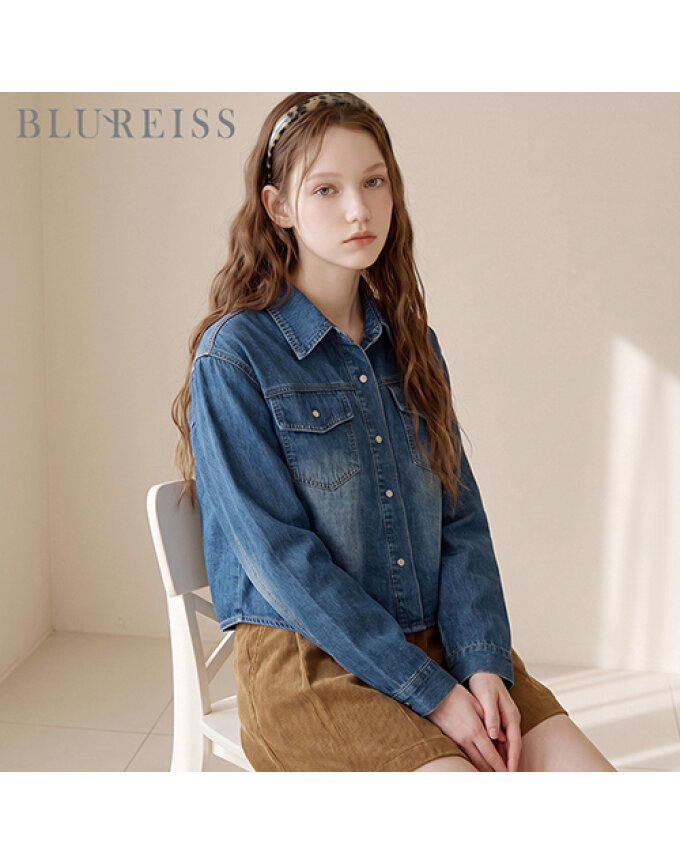 셔츠카라 크롭 데님 블라우스_BI6F1BL5261