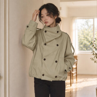 하이넥 숏 트렌치 자켓_T621OT810