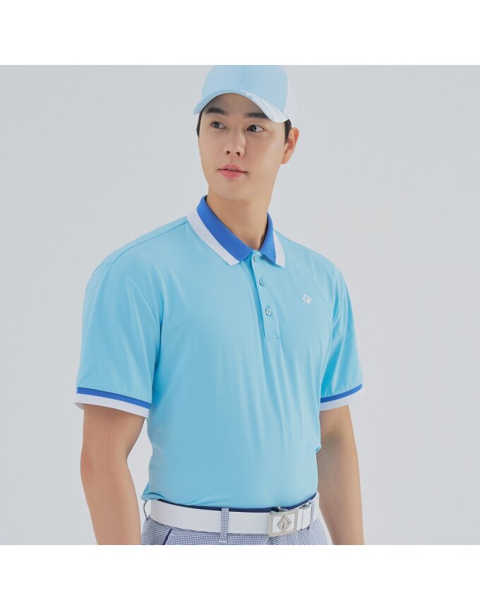남성 투톤 시보리 카라 반팔 티셔츠 RMTPM2108-905