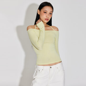 LIGHT WEIGHT OFF SHOULDER HALTER TOP_T316TP118