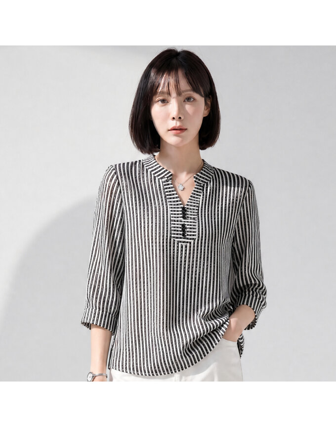 화세 (77까지)레트로스트라이프블라우스_HB5MBL233C