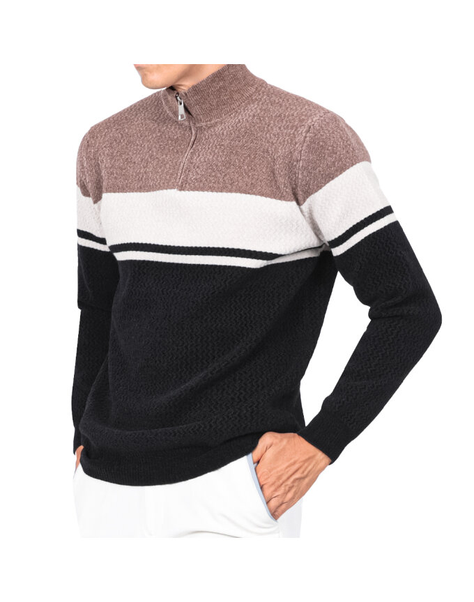 남성용 소프트 배색 반집업 니트 티셔츠 Model No_CB6108