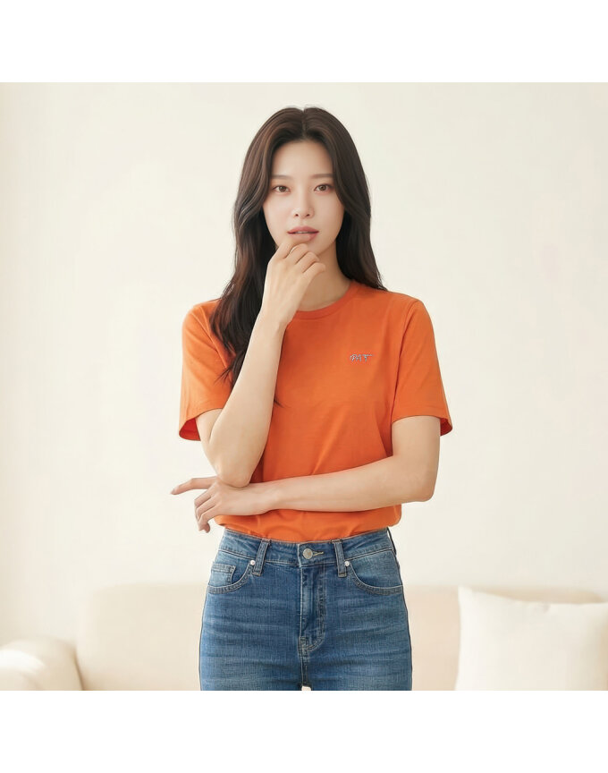 헤리티지 실켓 반팔 라운드 티셔츠_1LB5332