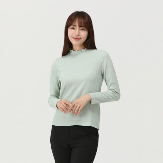 솔리드 주름 목크넥 티셔츠_1K25481