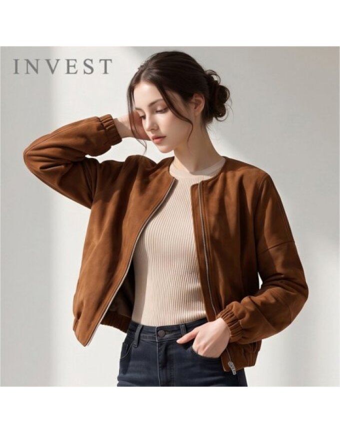 내추럴 핏 스웨이드 집업 점퍼_INI6F1JP1021