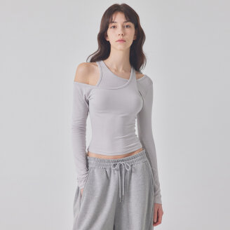 UNBALANCED SHOULDER LAYERED TOP_T416TP123