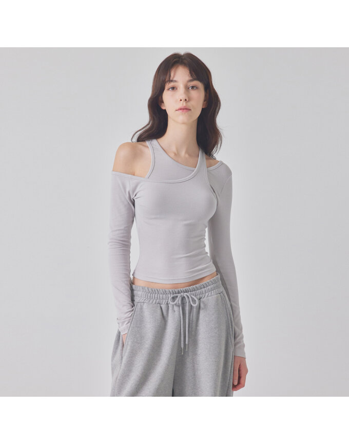 UNBALANCED SHOULDER LAYERED TOP_T416TP123