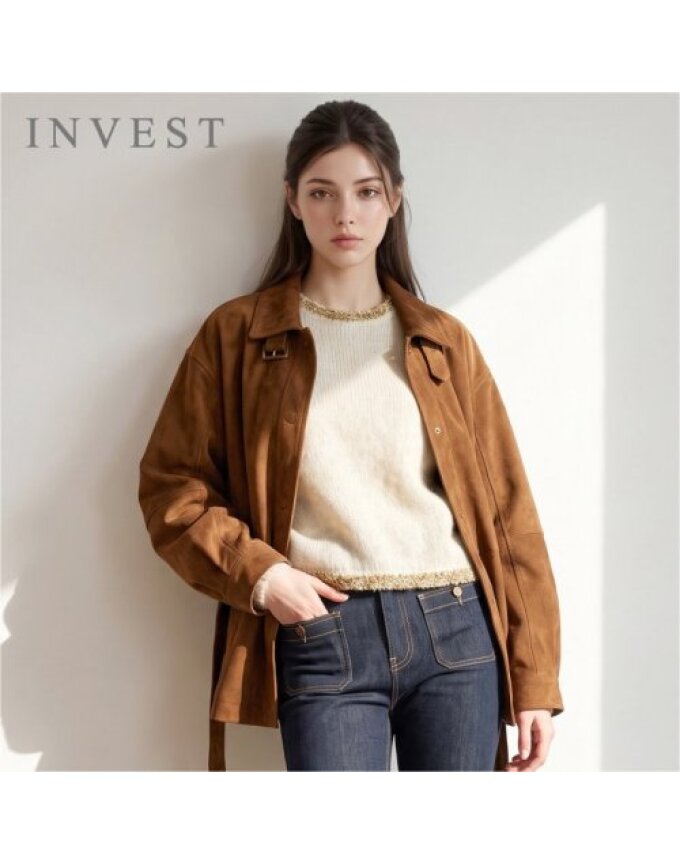 트렌디 하이 넥 스웨이드 자켓_INI6F1JK1341