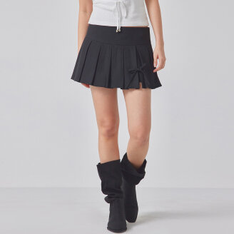 RIBBON PLEATED SKIRT_T416BT705