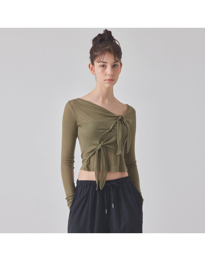 DOUBLE-TIE LONG SLEEVE TOP_T416TP113