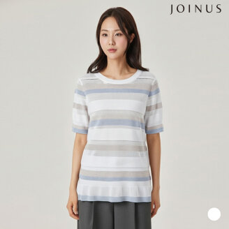 배색 포인트 반팔 니트_JABU5-WSL200