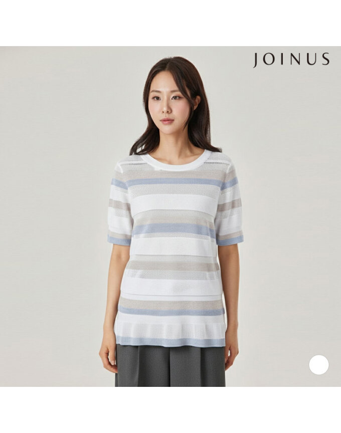 배색 포인트 반팔 니트_JABU5-WSL200
