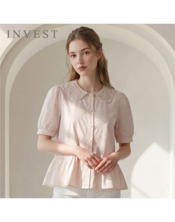 진주 비즈 카라 플레어 블라우스_INI6M3BL5651
