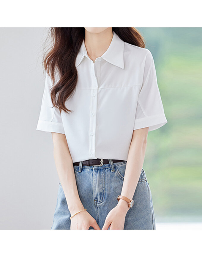 [예쎄] 모던 절개 라인 카라넥 하프소매 셔츠(S6MBL052A)