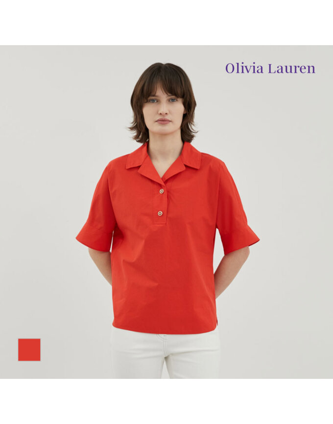 [OLIVIA LAUREN] 오픈 카라 블라우스_VOCNS4M4441