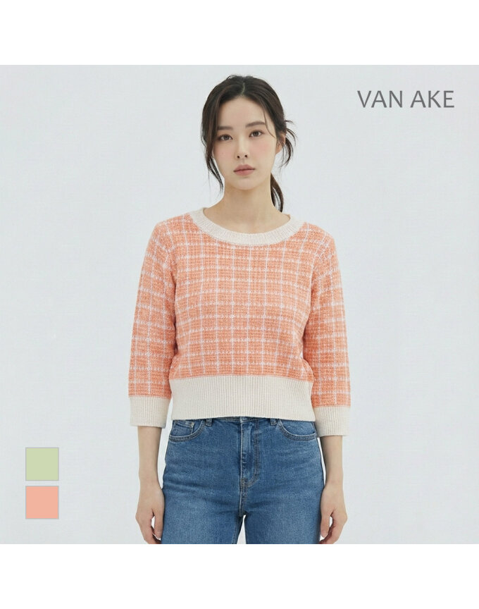 [반에이크] 체크패턴 반팔니트_VB35KTQ305Z