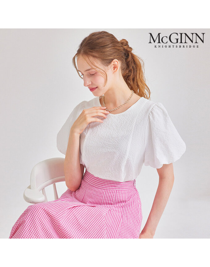 벌룬 슬리브 시어서커 블라우스_MI5M1BL5350