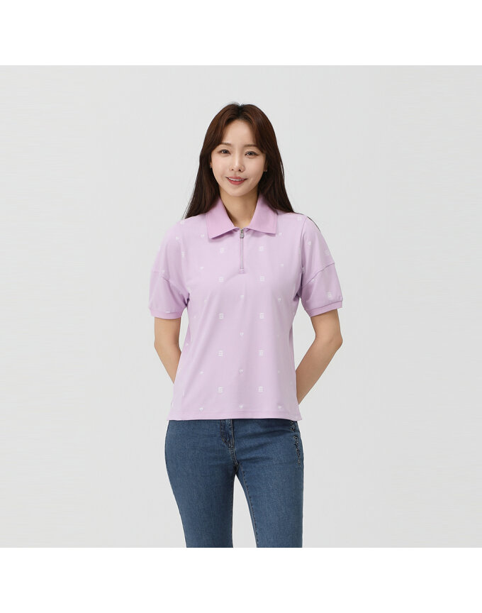 우븐배색 볼륨소매 티셔츠_QK45131