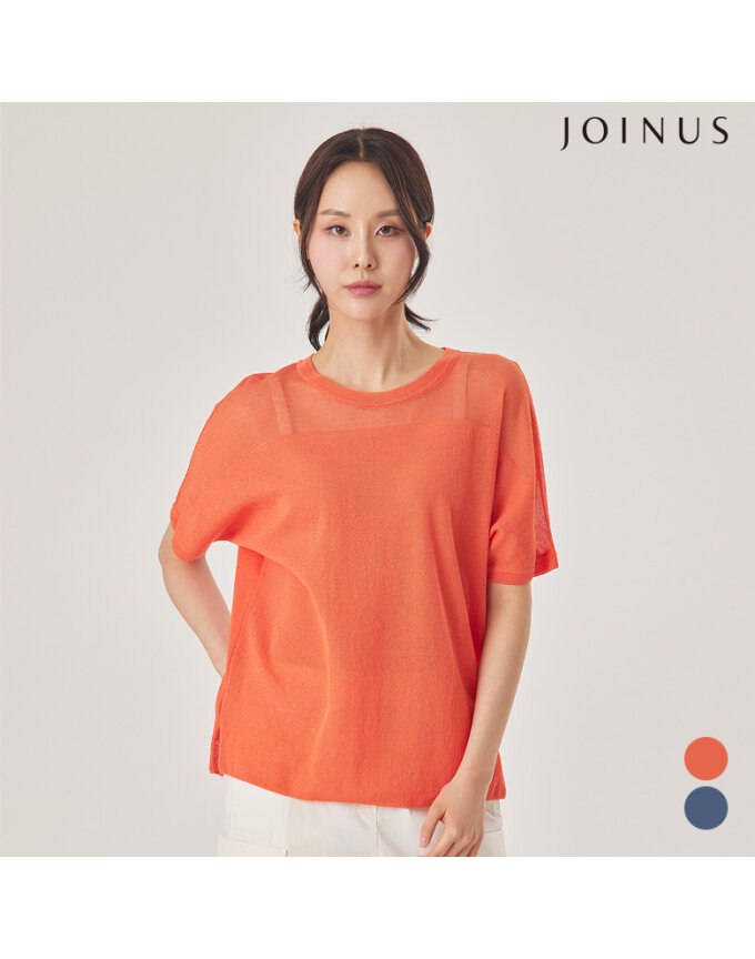시스루 숄더 반소매 린넨 니트_JACU4-WSL060
