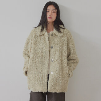 BUTTON UP OVER FIT FUR JACKET_T326OT808