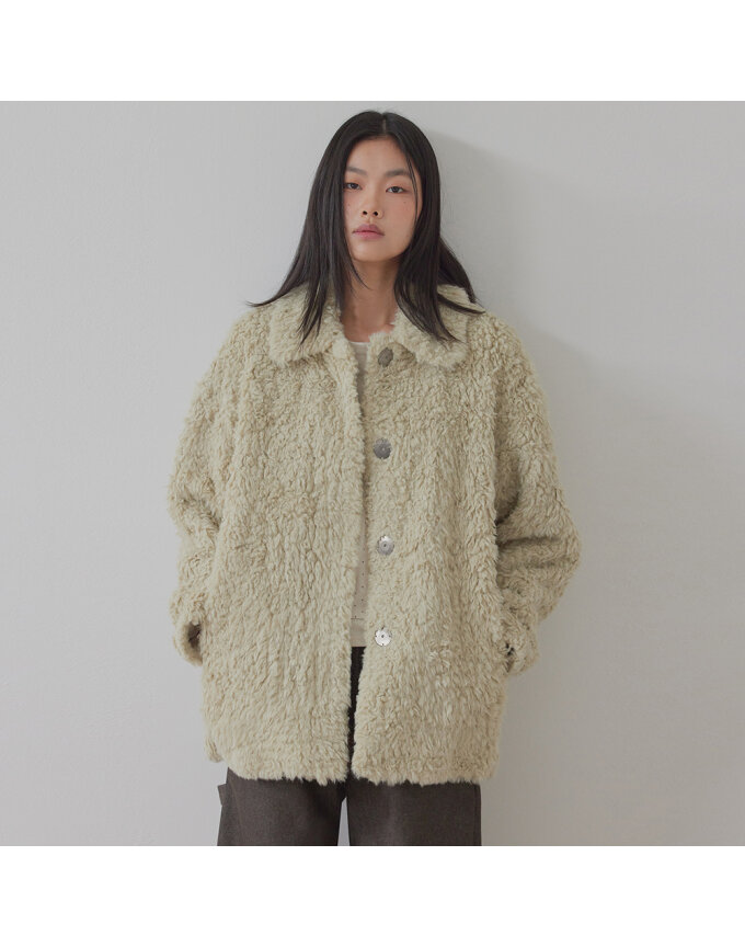 BUTTON UP OVER FIT FUR JACKET_T326OT808
