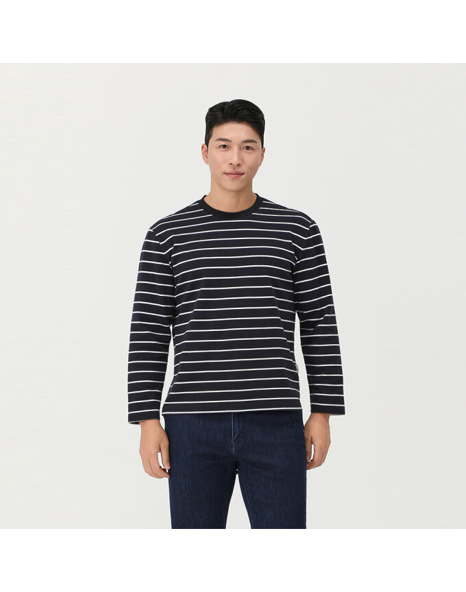 스트라이프 라운드 티셔츠_QJ15302