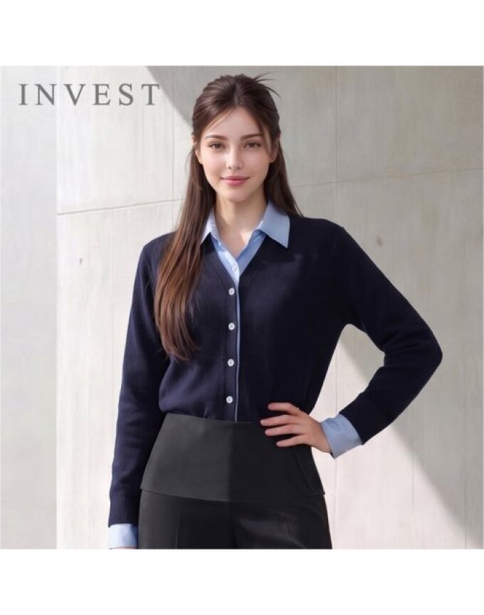 셔츠 레이어드 배색 니트_INI6W1KT2001