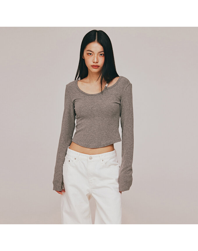 BUCKLE DETAIL WITH SHOULDER CUT-OUT TOP_T513TP101