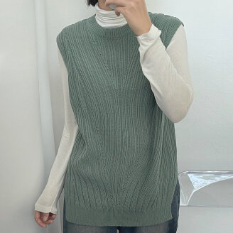 [모델리스트] 옆트임 니트 롱 베스트 (MESVT032)