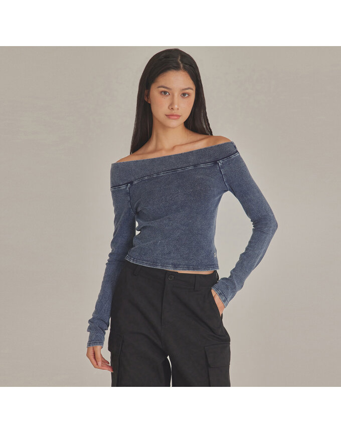 DENIM LIKE OFF-SHOULDER TOP_T423TP102