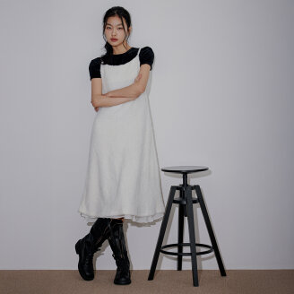 헤어리 레이어드 뷔스티에 롱 드레스_T521DS502