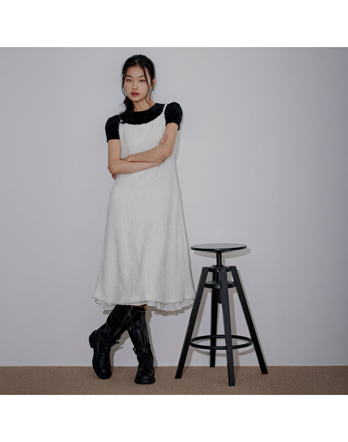 헤어리 레이어드 뷔스티에 롱 드레스_T521DS502
