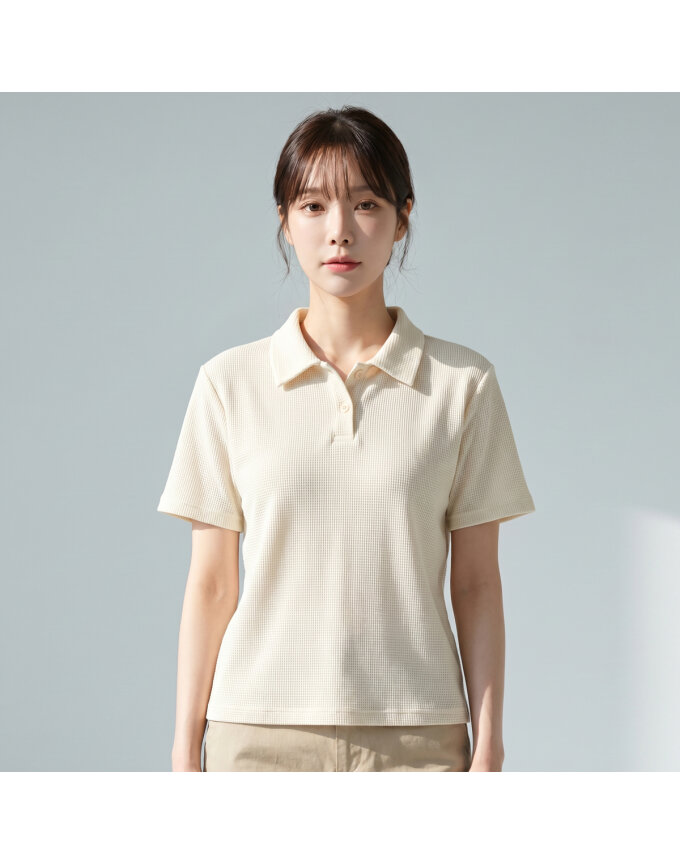 KARRA 와플카라버튼니트티셔츠_A3F0991